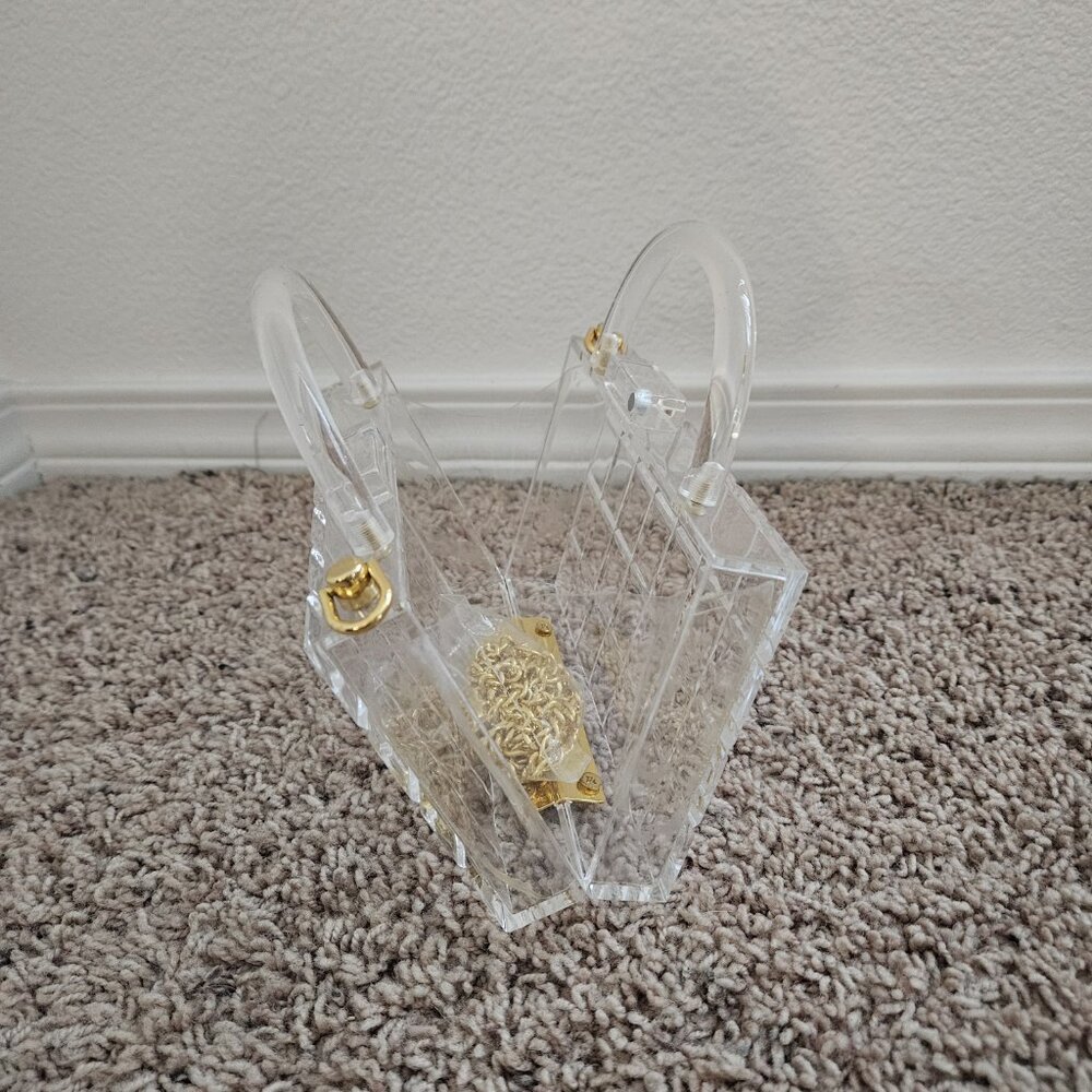 Acrylic Clear And Gold Clutch Purse View 2